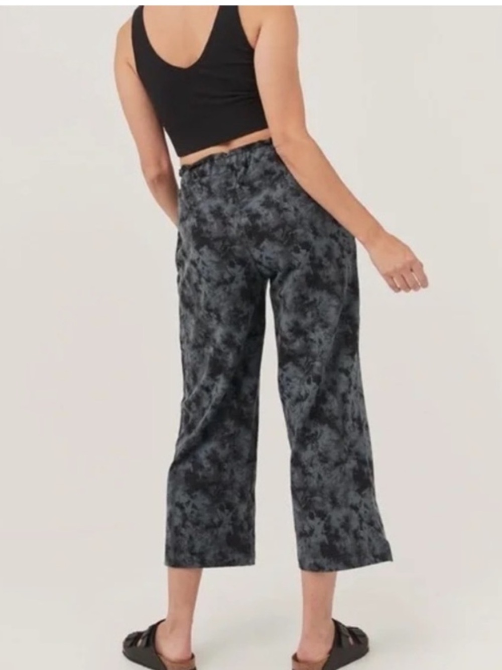 Pact Pull on Daily Twill French Terry Tie-Dye Cropped Wide-Leg Lounge Pants Sz S - Picture 2 of 7